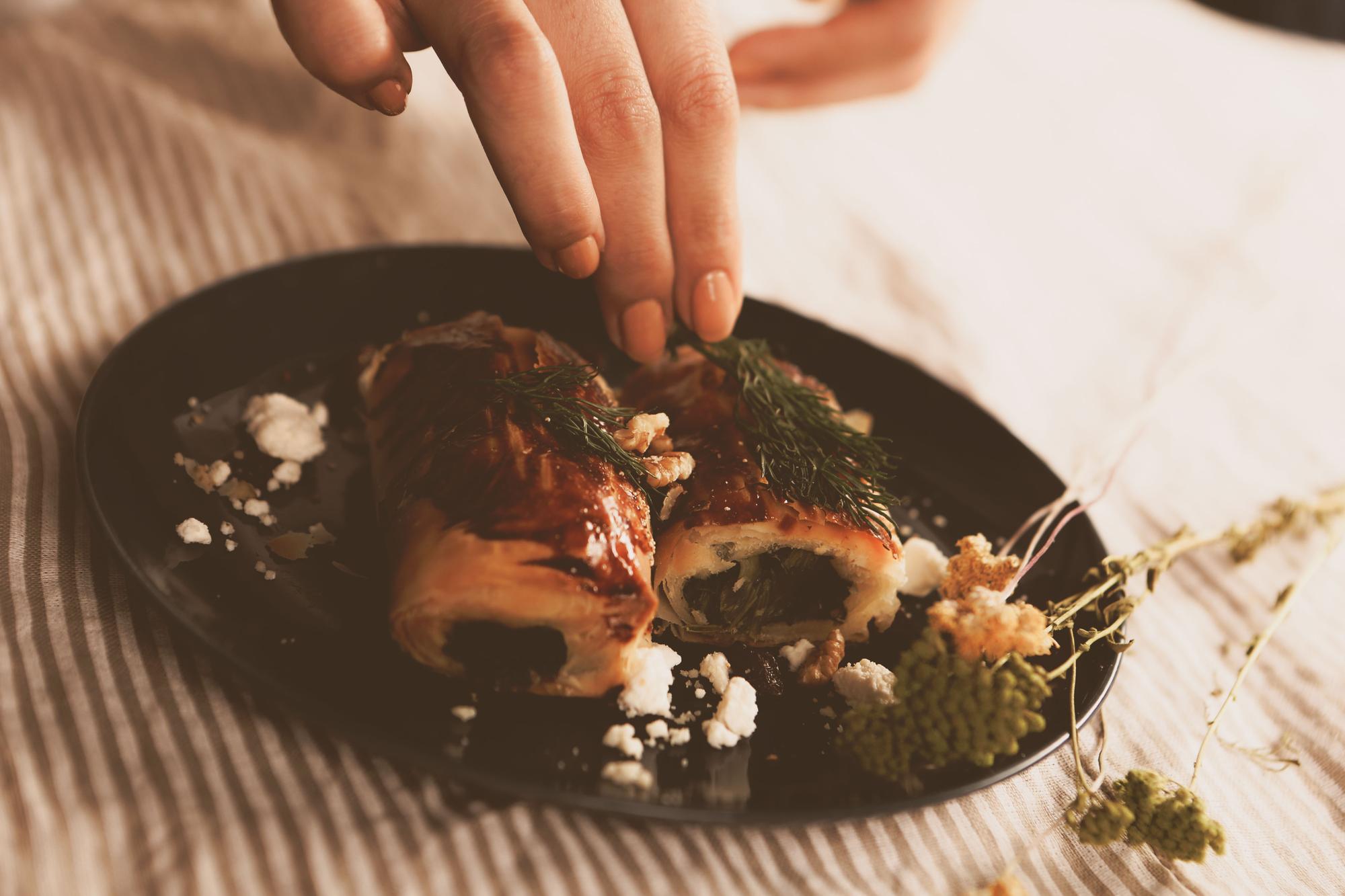 Plated seasonal main course with muted tones