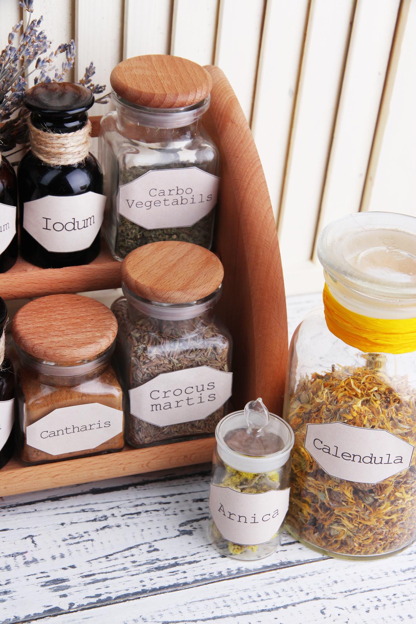 A curated pantry kit laid out on wood